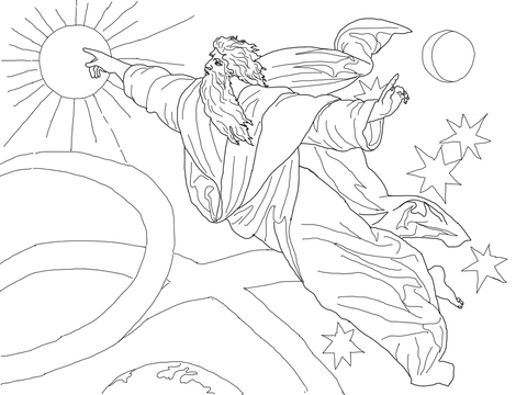 Fourth Day Of Creation Coloring Page